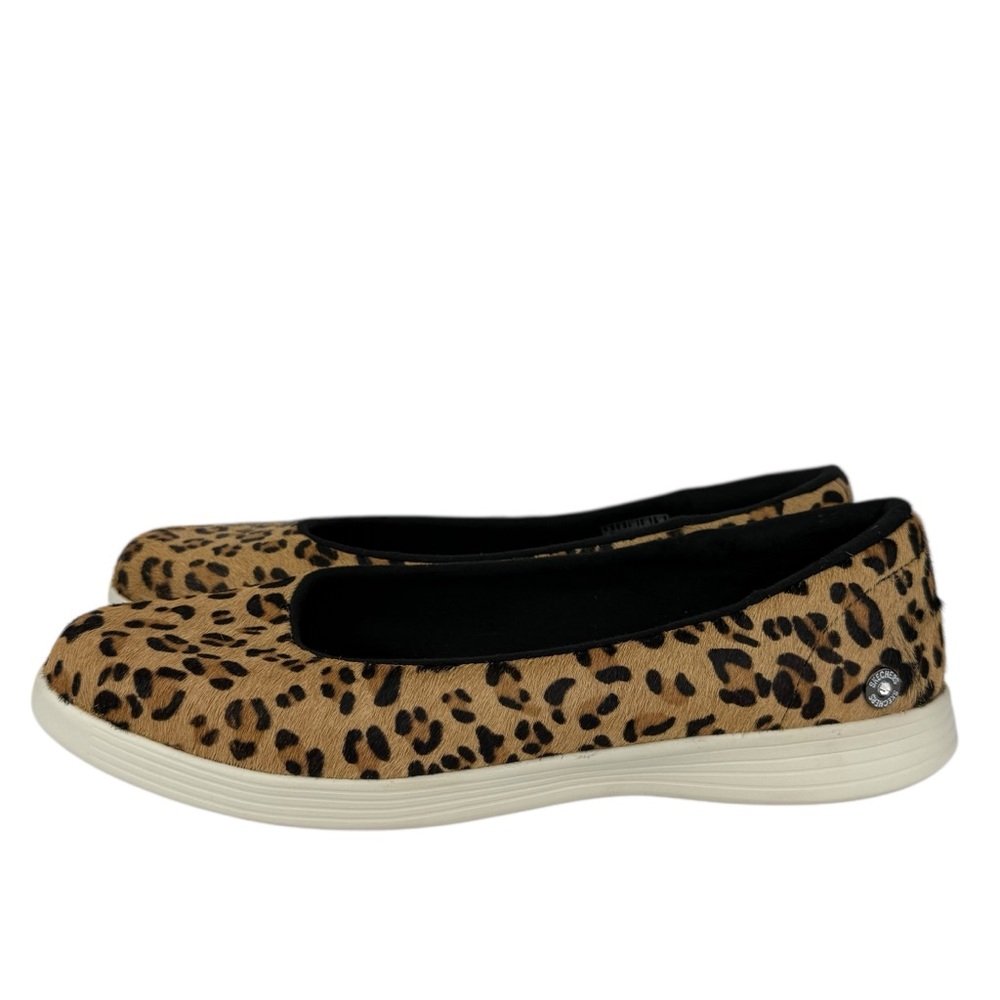 Skechers Leopard Print Tan Black Slip-On Athletic Flats - Picture 4 of 11